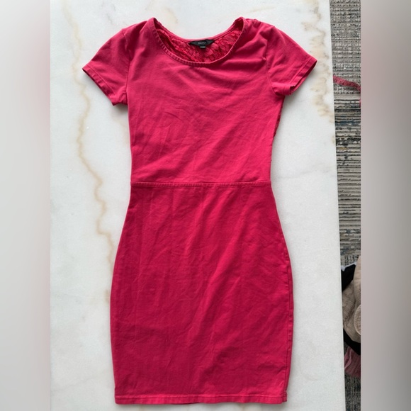 Aritzia Pink Lace Back Bodycon Mini Dress - Picture 1 of 5